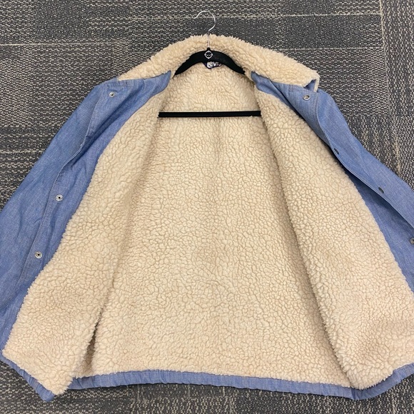 Vintage 70’s Levis Chambray Jacket Button Levis Oren Tag Trucker Sherpa Jacket - Picture 7 of 11